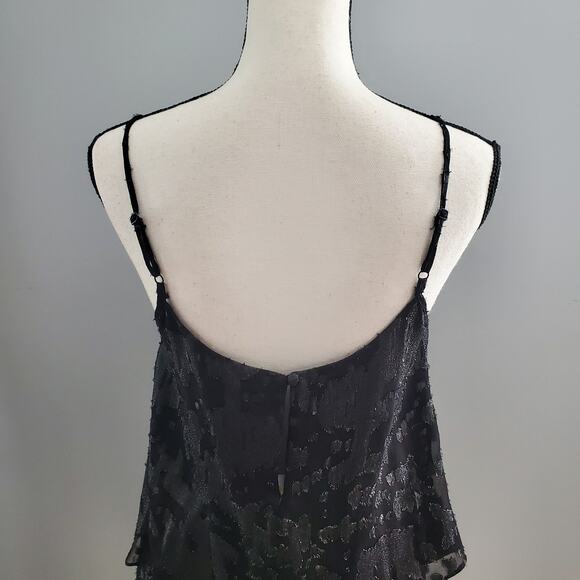BCBGeneration Black Spaghetti Strap Tiered Shimmer Romper S - Picture 4 of 13